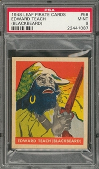 1948 Leaf "Pirate Cards" #58 Edward "Blackbeard" Teach – PSA MINT 9 "1 of 3!"